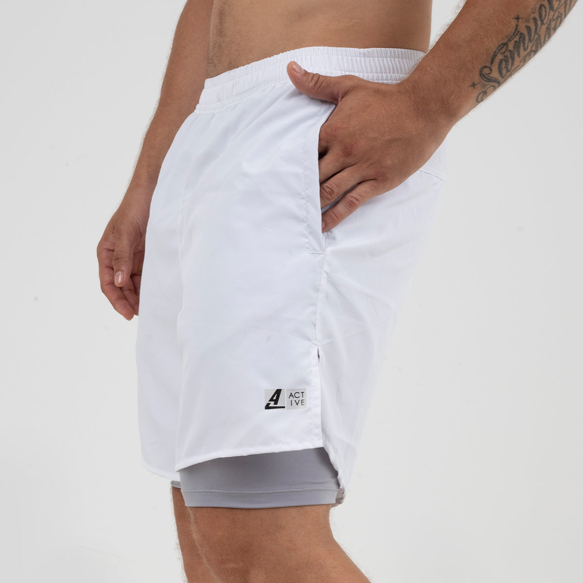 Pantaloneta con Licra Blanca